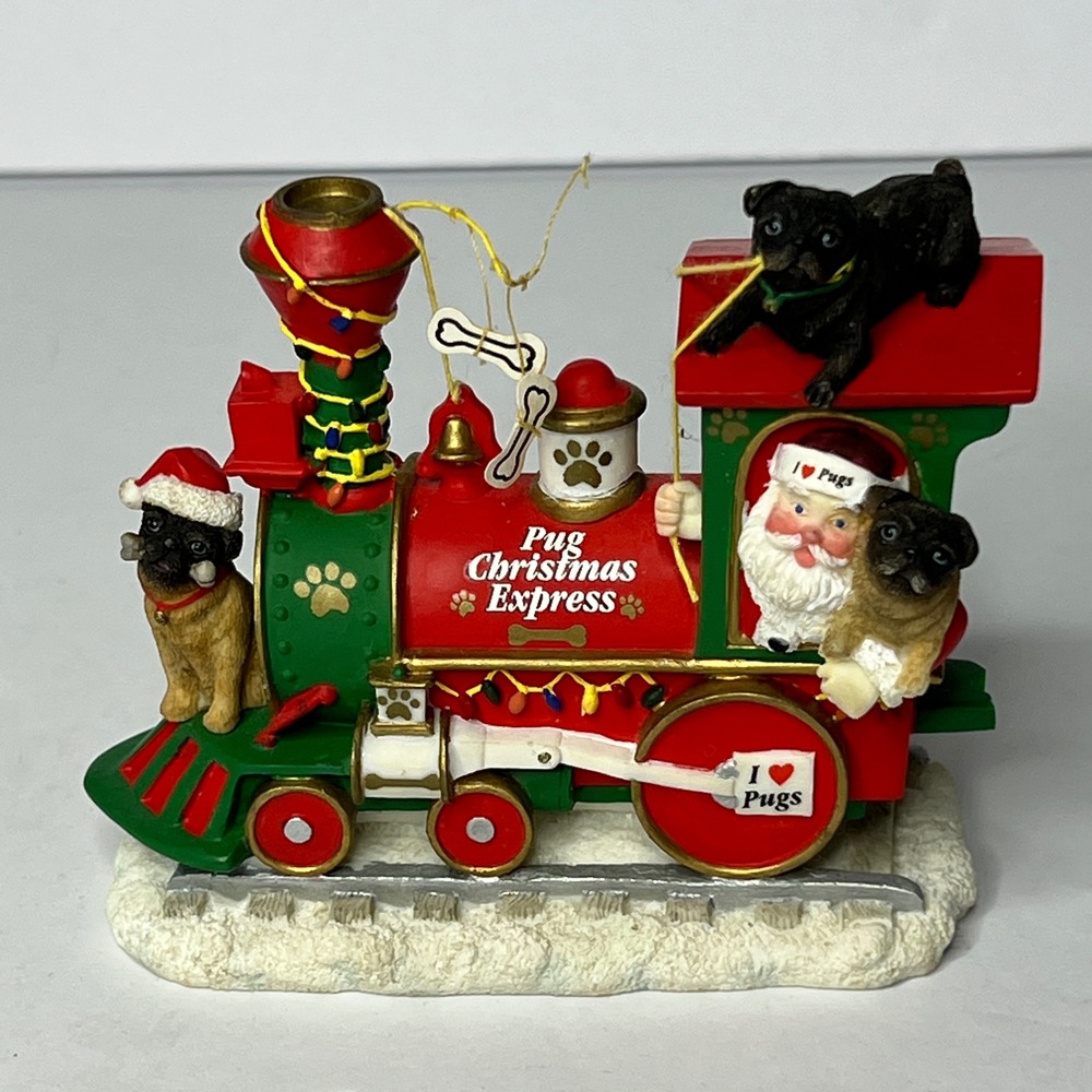 The Pug Christmas Express Danbury Mint Santa Train Figurine Decor Flaw